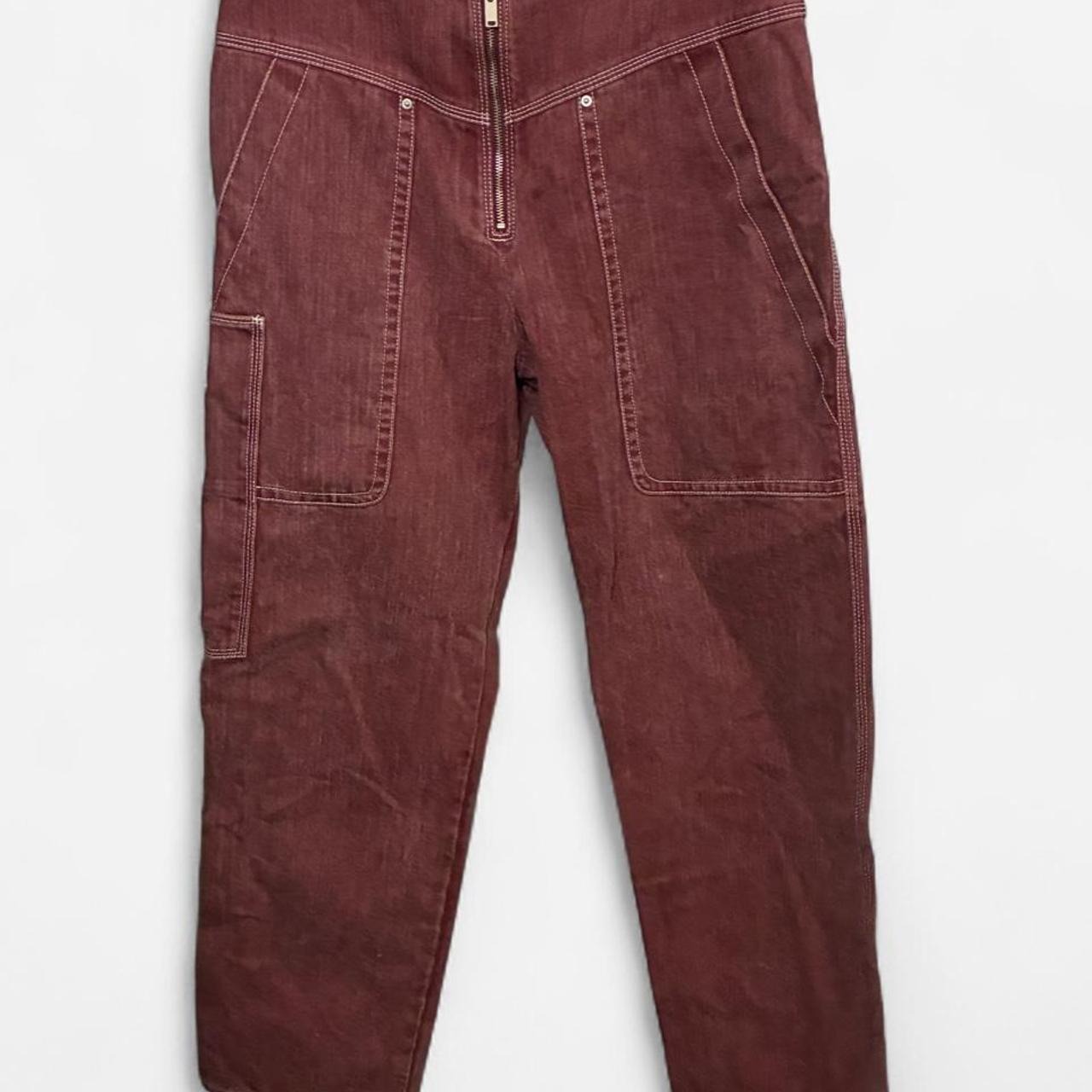 Isabel Marant Toile Phil Dusty Rose Bordeaux Cargo Sz 42 Jeans W/ High Rise
